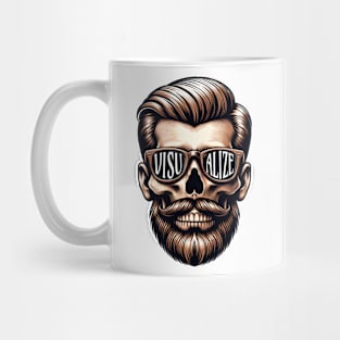 Skull With Beard And Glasses 'Visualize' Mug